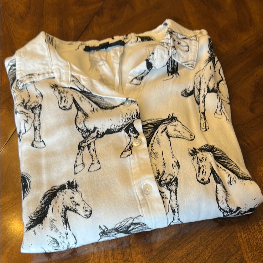 Horse print long sleeve blouse